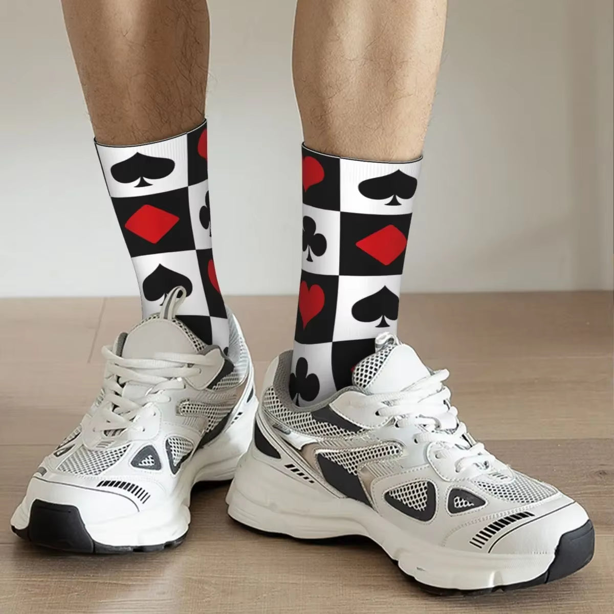 Playing Card Socks Harajuku Sweat Absorbing Stockings All Season Long Socks Accessories for Unisex Gifts