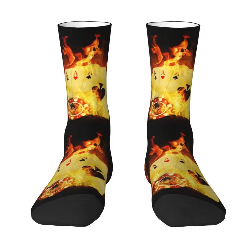 Cool Poker Men'S Crew Socks Unisex Funny Gambling Card Game Spring Summer Autumn Winter Dress Socks