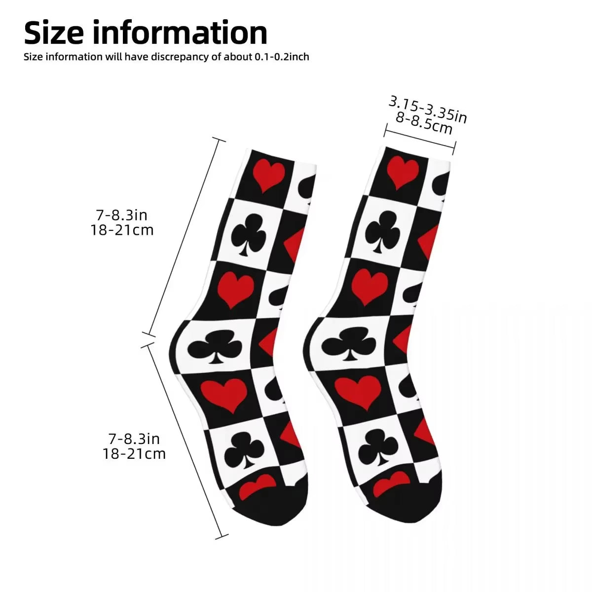 Playing Card Socks Harajuku Sweat Absorbing Stockings All Season Long Socks Accessories for Unisex Gifts