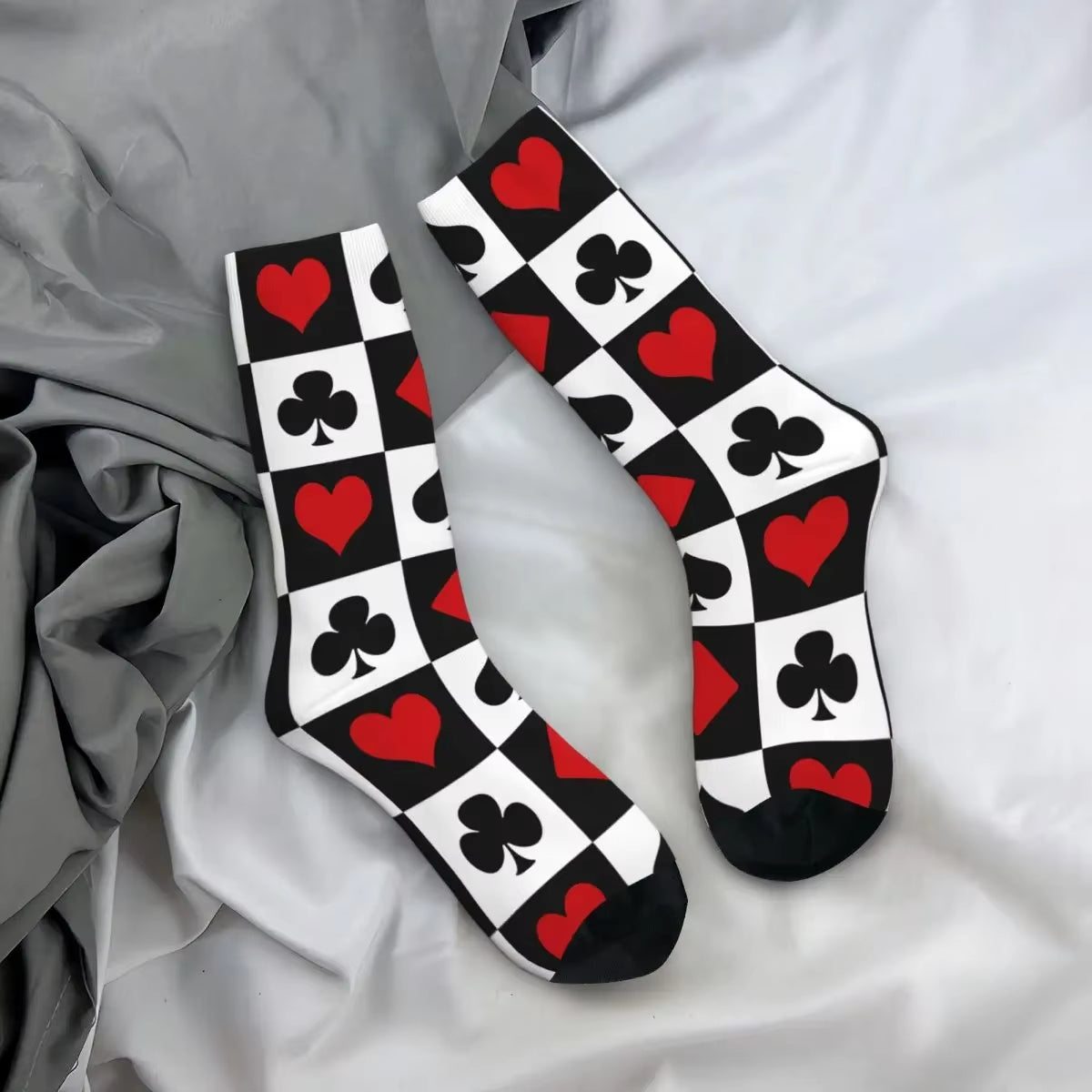 Playing Card Socks Harajuku Sweat Absorbing Stockings All Season Long Socks Accessories for Unisex Gifts