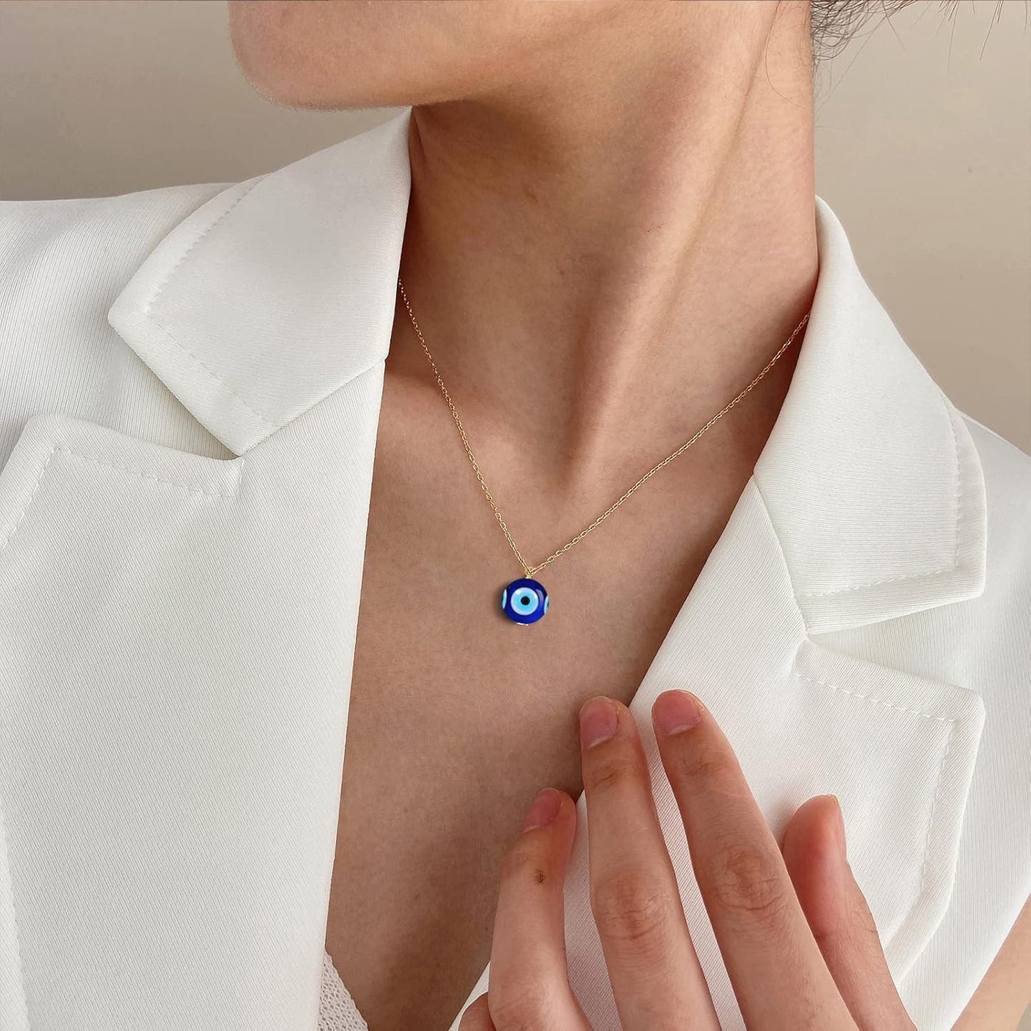 Evil Eye Necklace Sun Pendant Turkish Blue Eye Protection Lucky Necklaces Jewelry Gifts for Men Women (Sun) - Silver