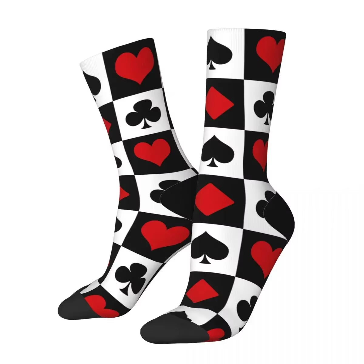 Playing Card Socks Harajuku Sweat Absorbing Stockings All Season Long Socks Accessories for Unisex Gifts