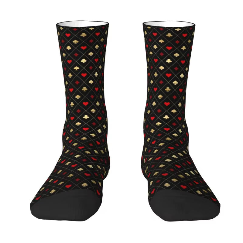 Cool Poker Men'S Crew Socks Unisex Funny Gambling Card Game Spring Summer Autumn Winter Dress Socks