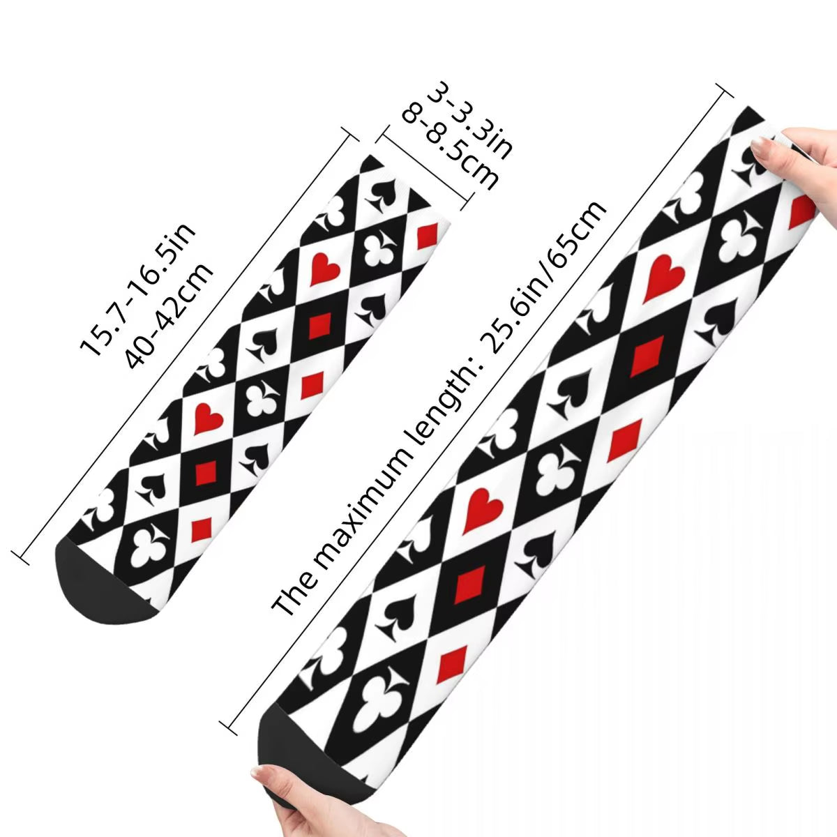 Happy Retro Playing Cards Suit Symbols Crazy Men'S Socks Unisex Harajuku Seamless Printed Funny Crew Sock Boys Gift
