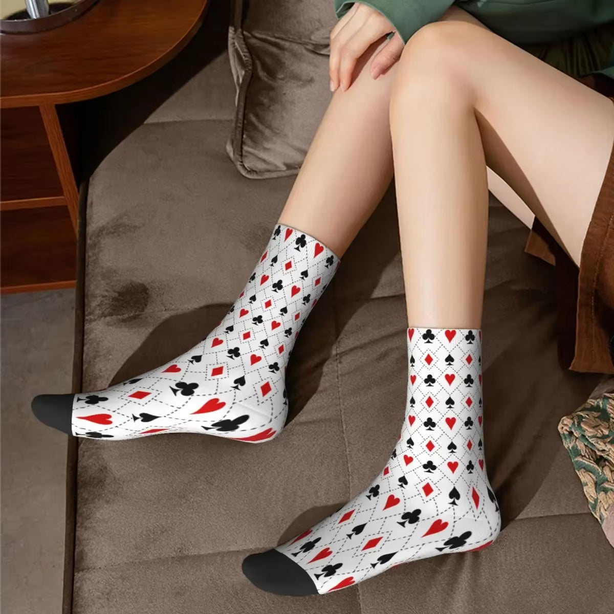 Playing Cards Suit Symbols Pattern Socks Male Mens Women Spring Stockings Polyester