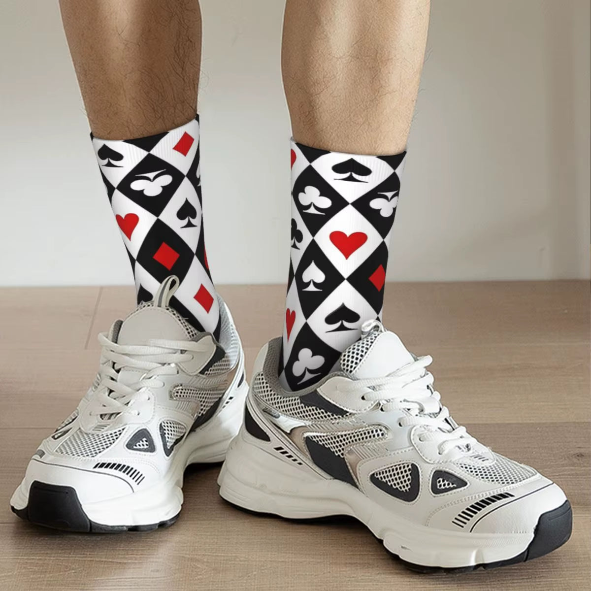 Happy Retro Playing Cards Suit Symbols Crazy Men'S Socks Unisex Harajuku Seamless Printed Funny Crew Sock Boys Gift