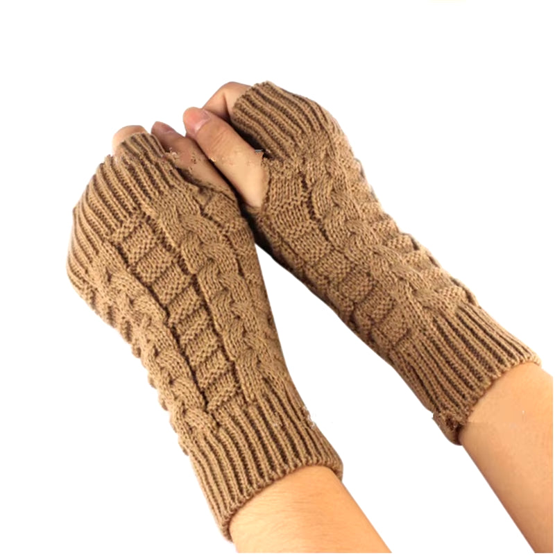 Knitted Long Hand Gloves Women'S Warm Embroidered Winter Gloves Fingerless Gloves for Women Girl Guantes Invierno Mujer Luvas