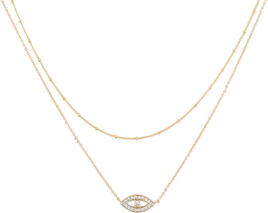 Gold Necklace for Women 14K Gold Plated Evil Eye Necklace Trendy Gold Pendant Necklace Jewelry for Women