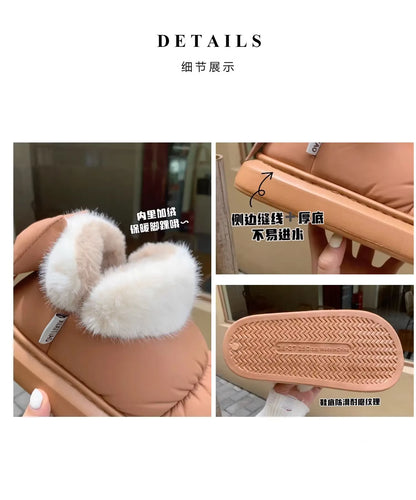 Cute Warm Ankle Boots Winter Women'S Bow Warmth Plush Bow Cotton Shoes 2024 New Waterproof down Cloth Short Barrel Snow Boots