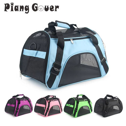 Soft-Sided Carrying Portable Pet Bag Pink Dog Carrier Bags Blue Cat Travel Breathable Handbag