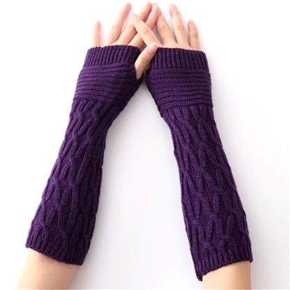 Knitted Long Hand Gloves Women'S Warm Embroidered Winter Gloves Fingerless Gloves for Women Girl Guantes Invierno Mujer Luvas