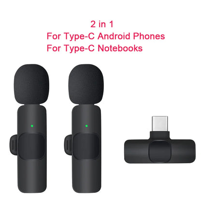 Mini Portable Wireless Tie Microphone Lavalier Microphone for Iphone Android Interview Recording Live Vlog Broadcast Gaming Mic