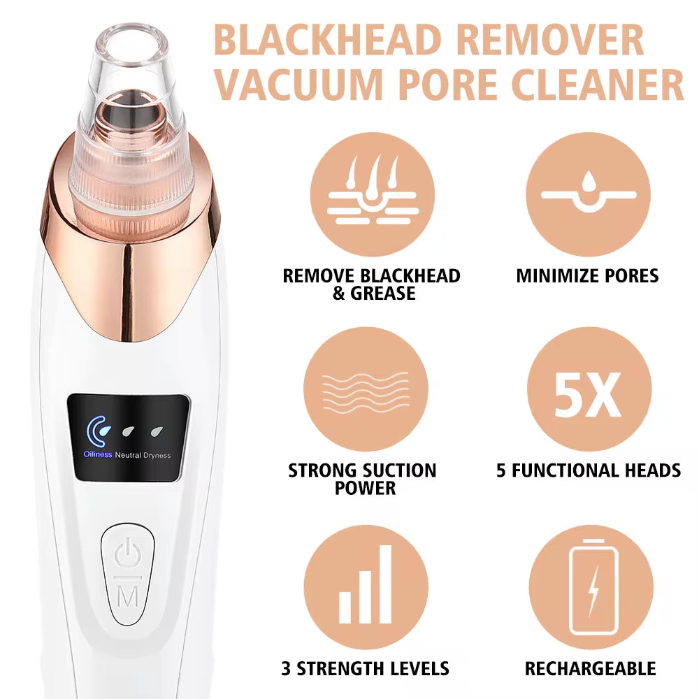 Beauty Electric Blackhead Remover Facial Cleaner Black Point Vacuum Suction Black Head Dots Remover Extractor Skin Care Tools