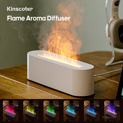 RGB Flame Aroma Diffuser Air Humidifier Ultrasonic Cool Mist Maker Fogger LED Essential Oil Fire LED Lamp Difusor Gift