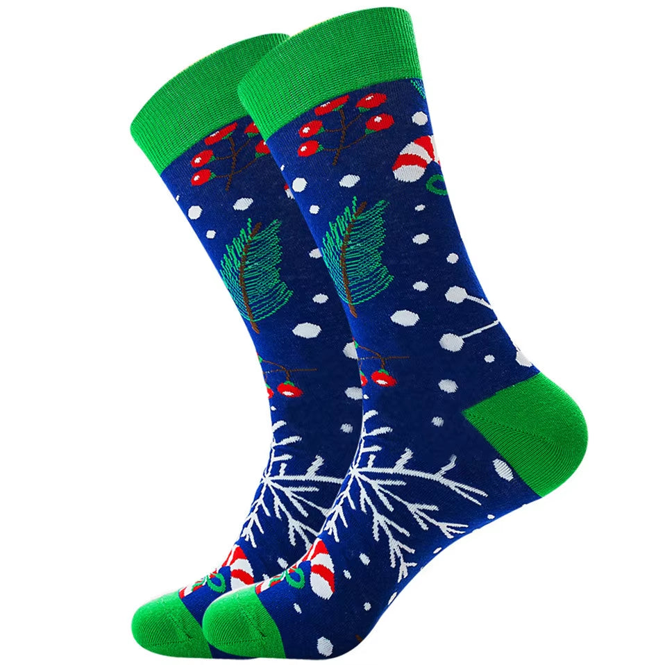 New Men Christmas Socks Autumn Winter New Year Sox Santa Claus Socks Men Christmas Tree Snow Elk Gift Happy Socks Big Size39-46