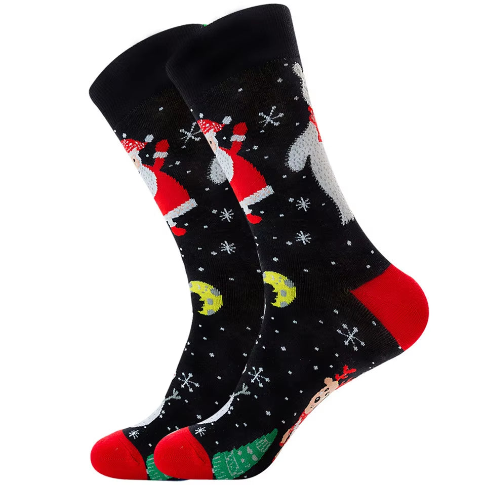 New Men Christmas Socks Autumn Winter New Year Sox Santa Claus Socks Men Christmas Tree Snow Elk Gift Happy Socks Big Size39-46