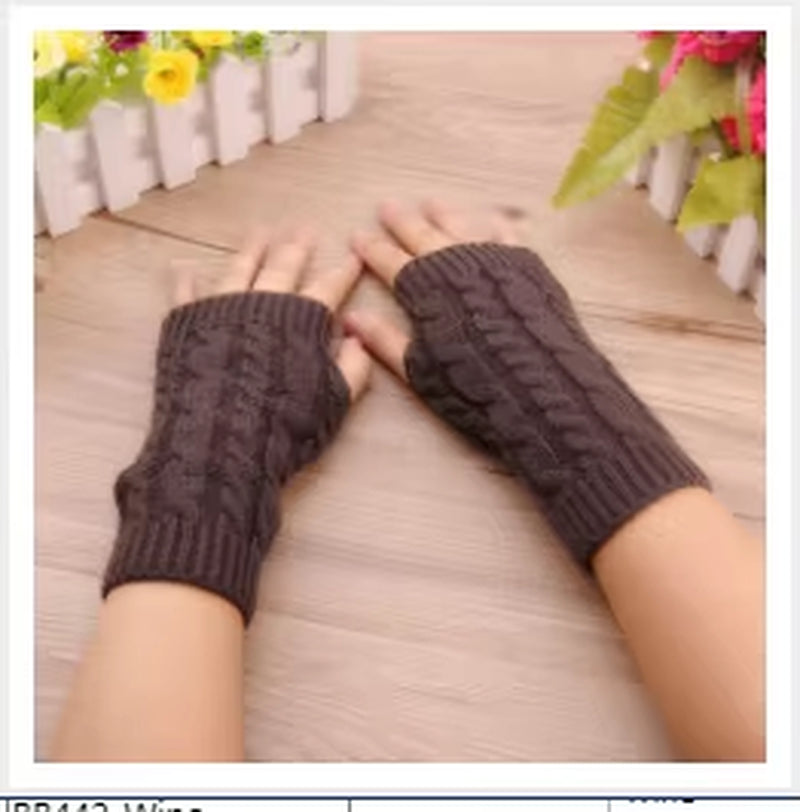 Knitted Long Hand Gloves Women'S Warm Embroidered Winter Gloves Fingerless Gloves for Women Girl Guantes Invierno Mujer Luvas