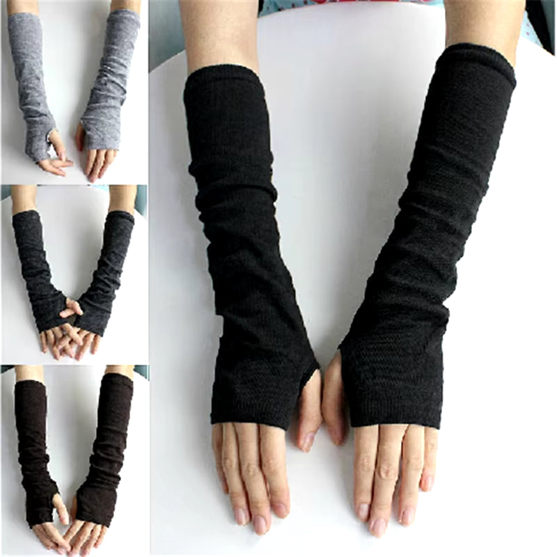 Knitted Long Hand Gloves Women'S Warm Embroidered Winter Gloves Fingerless Gloves for Women Girl Guantes Invierno Mujer Luvas