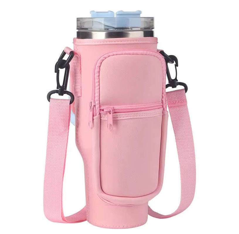 Water Bottle Carrier Bag for Stanley 40Oz Tumbler with Handle Water Bottle Holder with Adjustable Shoulder Strap with Pocket