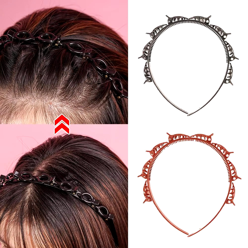 2022 New Double Bangs Hairstyle Hair Clips Hairpin Head Hoop Twist Plait Clip Front Hairclips Hair Hoop Women Headband Headwear