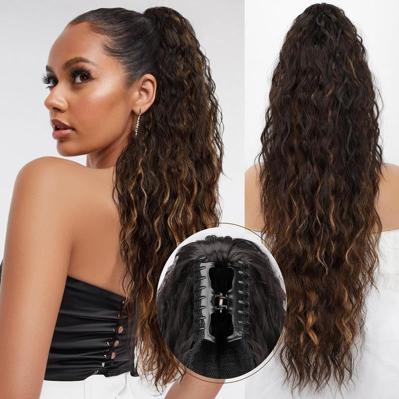 【Blackfriday】Claw Long Wavy Ponytail Extension 30" Curly Pony Tail Clip in Hair Extensions for Women Fluffy Natural Looking Synthetic Hairpiece for Daily Use Quick Installation