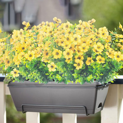 10 Bundles Artificial Flowers Outdoor UV Resistant Fake Flowers No Fade Faux Plants Garden Porch Window Box Decorating (Yellow)