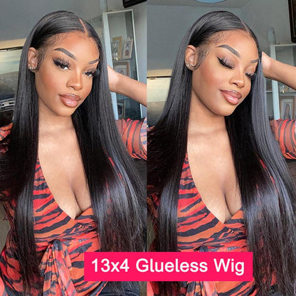 QUEEN STORY 6X5 Glueless Wig Brazilian Human Hair 13X4 Straight Lace Front Wig Human Hair 200% Density HD Transparent Full Lace Frontal Wg