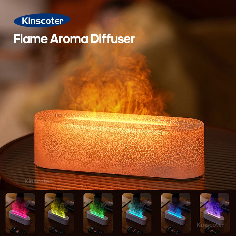 RGB Flame Aroma Diffuser Air Humidifier Ultrasonic Cool Mist Maker Fogger LED Essential Oil Fire LED Lamp Difusor Gift