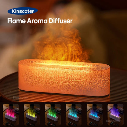 RGB Flame Aroma Diffuser Air Humidifier Ultrasonic Cool Mist Maker Fogger LED Essential Oil Fire LED Lamp Difusor Gift