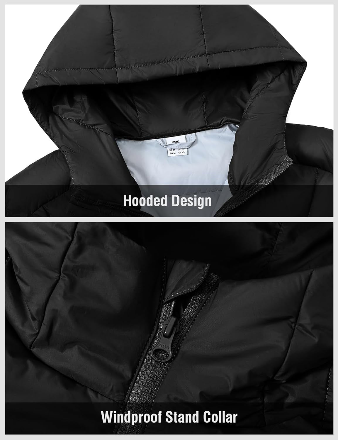 Men'S down Puffer Jackets Packable Lightweight Winter Coat Hooded Warm Insulated Puffy Jacket