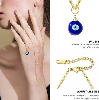 Evil Eye Necklace Sun Pendant Turkish Blue Eye Protection Lucky Necklaces Jewelry Gifts for Men Women (Sun) - Silver