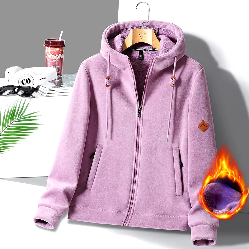 Winter Warm Cashmere Jacket Men'S High-End Fleece-Lined Thickened Hoodie Coat Casual Women'S Outdoor Camping Cold-Proof Jacket