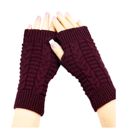 Knitted Long Hand Gloves Women'S Warm Embroidered Winter Gloves Fingerless Gloves for Women Girl Guantes Invierno Mujer Luvas