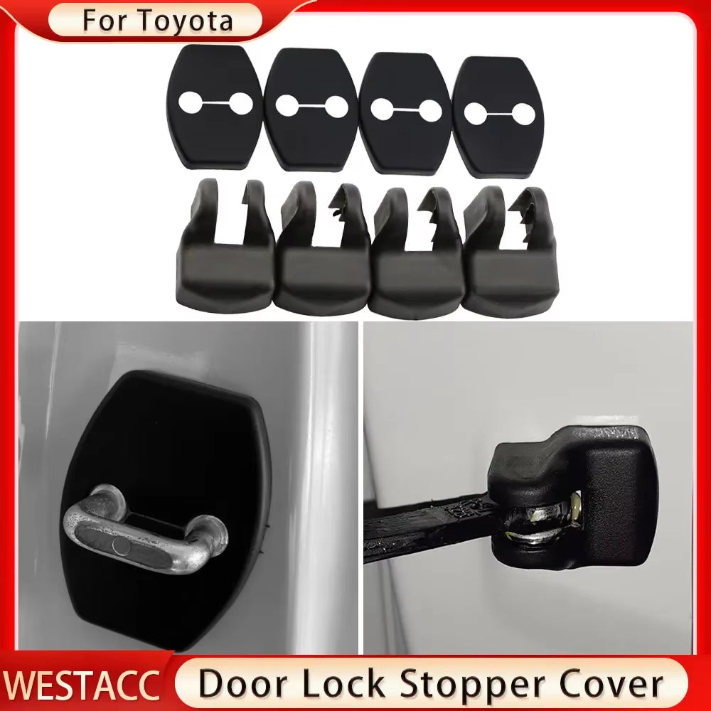 4Pcs Car Door Lock Cover Door Stopper Covers for Toyota Yaris Highlander Prado Prius Corolla Camry Rav4 Reiz Vois Accessories