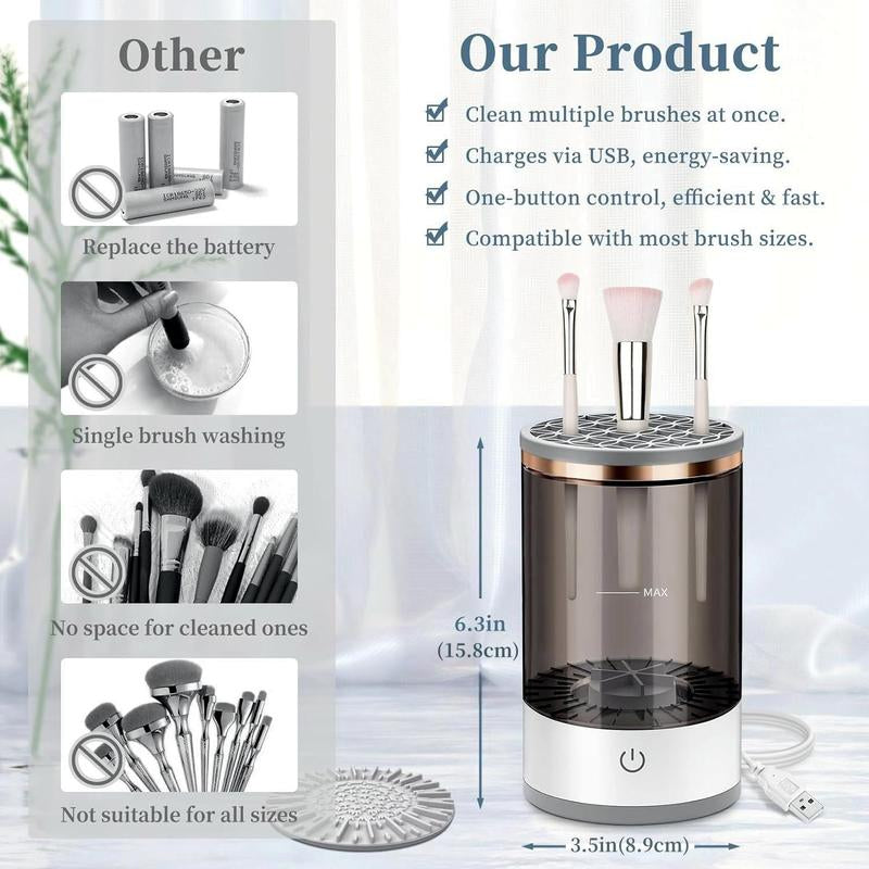 Electric Makeup Brush Cleaner, Automatic Makeup Brush Cleaner Machine, Electric Spinning Cleaner, Super-Fast for Most Size Brush