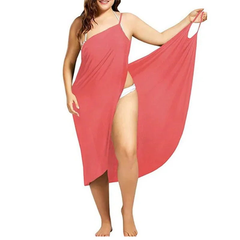 Summer Beach Sexy Women Solid Color Wrap Dress Sun Protection Bikini Cover up Sarongs Female Bathing Suit Swimwears