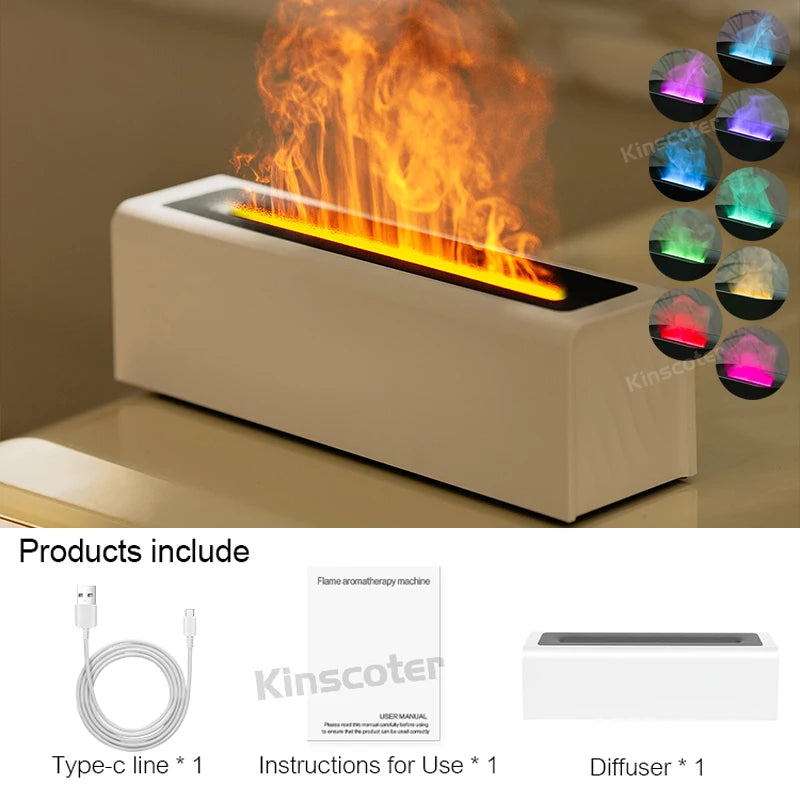 RGB Flame Aroma Diffuser Air Humidifier Ultrasonic Cool Mist Maker Fogger LED Essential Oil Fire LED Lamp Difusor Gift