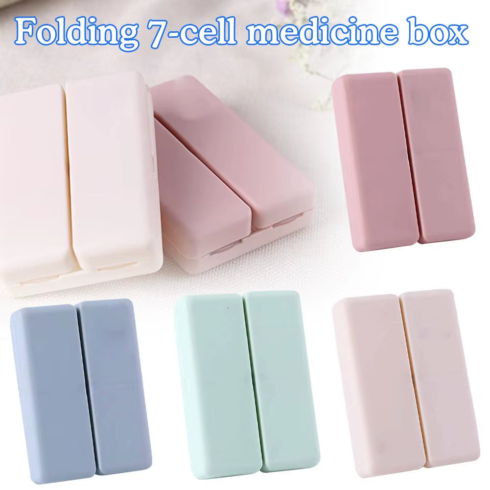 Magnetic Pill Case Pill Organizer Foldable 7 Day Pill Organizer Daily Pill Box Organizer with 7 Compartments Portable for Office