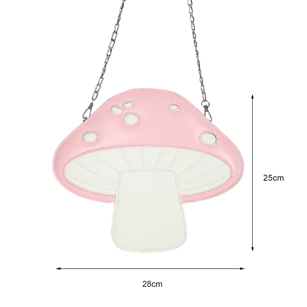 Women Girl Fashion Mushroom Shoulder Bag Cartoon Cross Body Women Leather Chain Handbag