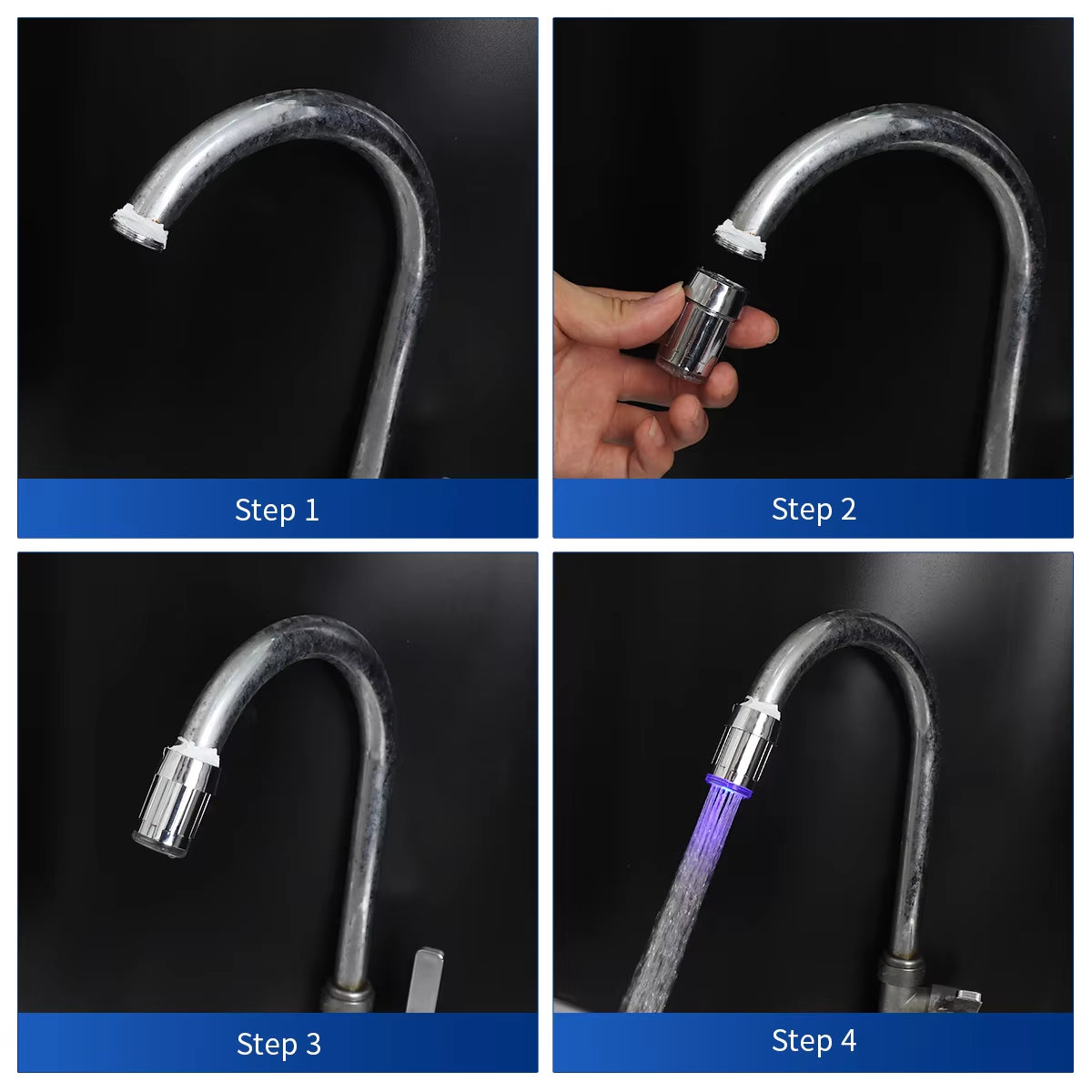 Hot LED Temperature Sensitive Faucet Water Saving Kitchen Bathroom Sensor 7 Color Change Faucet Aerator Tap Nozzle Shower