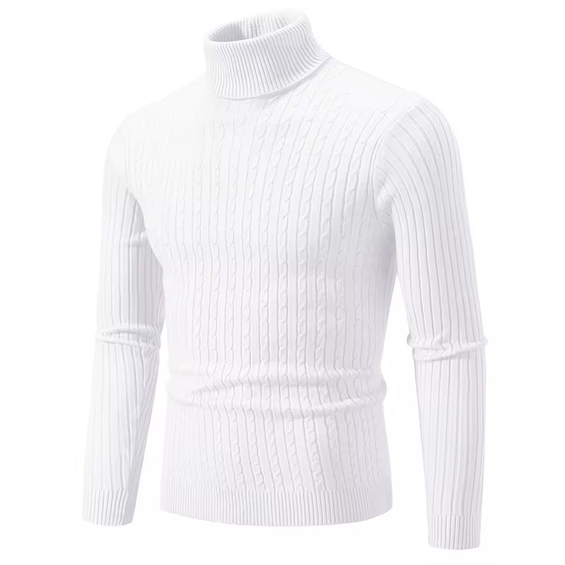 New Men'S High Neck Sweater Solid Color Pullover Knitted Warm Casual Turtleneck Sweatwear Woolen Mens Winter Outdoor Tops