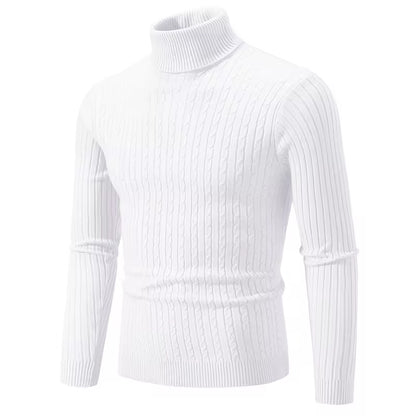 New Men'S High Neck Sweater Solid Color Pullover Knitted Warm Casual Turtleneck Sweatwear Woolen Mens Winter Outdoor Tops