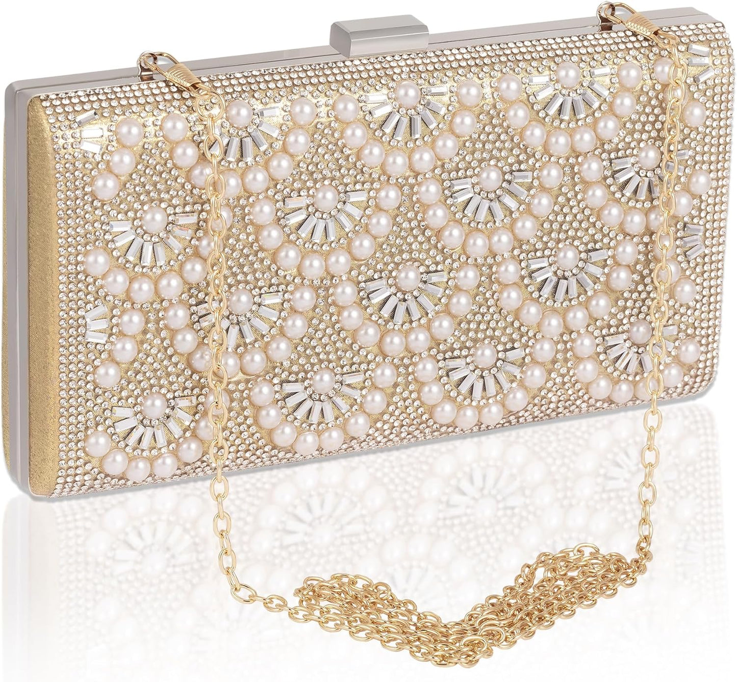 Evening Clutch Pearl Purse for Women, Party Clutches Bag Wedding Formal Handbags