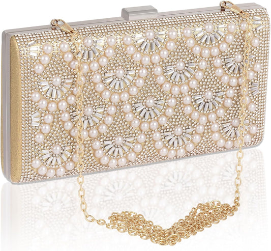 Evening Clutch Pearl Purse for Women, Party Clutches Bag Wedding Formal Handbags