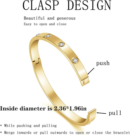 18K Gold Plated Clover Bracelet Love Bangle Set for Women - Stack Friendship Bracelet Lucky Link Bracelets Jewelry Gifts Trendy for Women