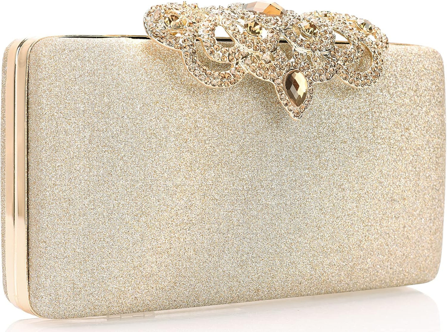 Dexmay Rhinestone Clutch Bag with Crystal Crown Clasp Women Evening Handbag Formal Party Purse