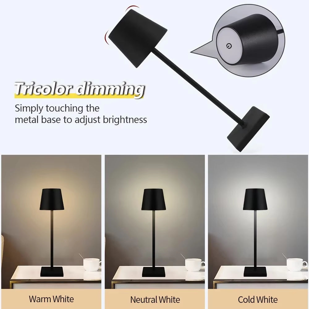 LED Desk Lamp Usb Rechargeable Table Lamp Bar Restaurant Ambiance Wireless Touch Lamps Waterproof Led Lights for Hotel Bedroom