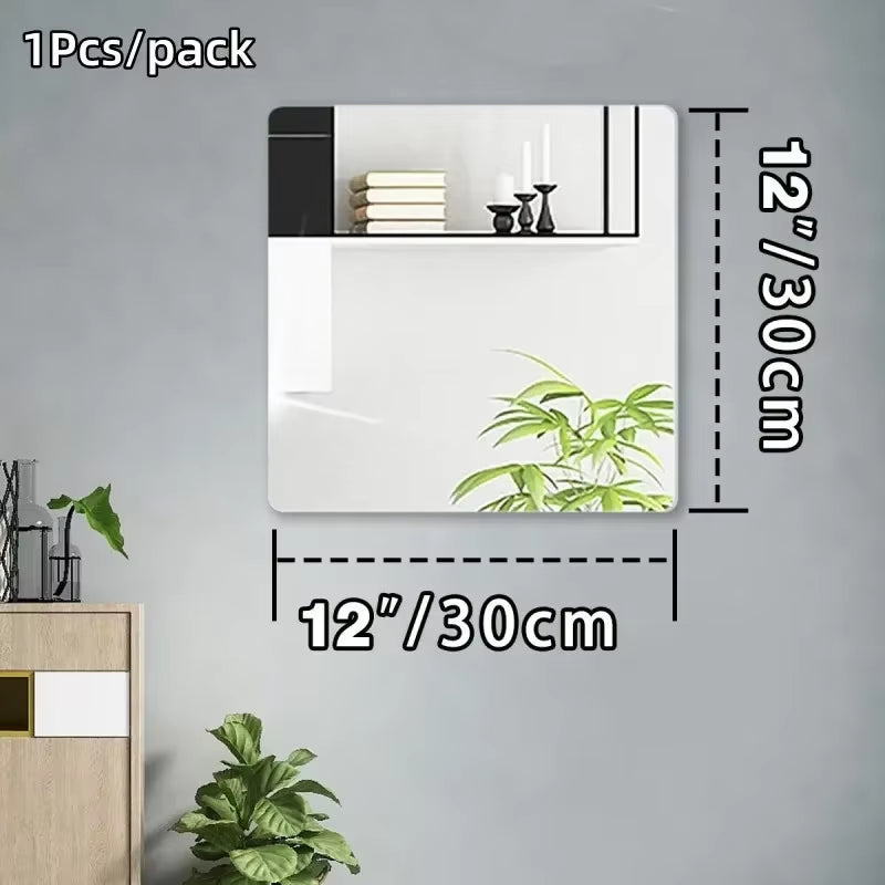 HD anti Fog Wall Mirror Sticker DIY Full Length Mirror Tiles Self Adhesive Shatterproof Non Glass Safety Mirror Sheets 2MM Thick