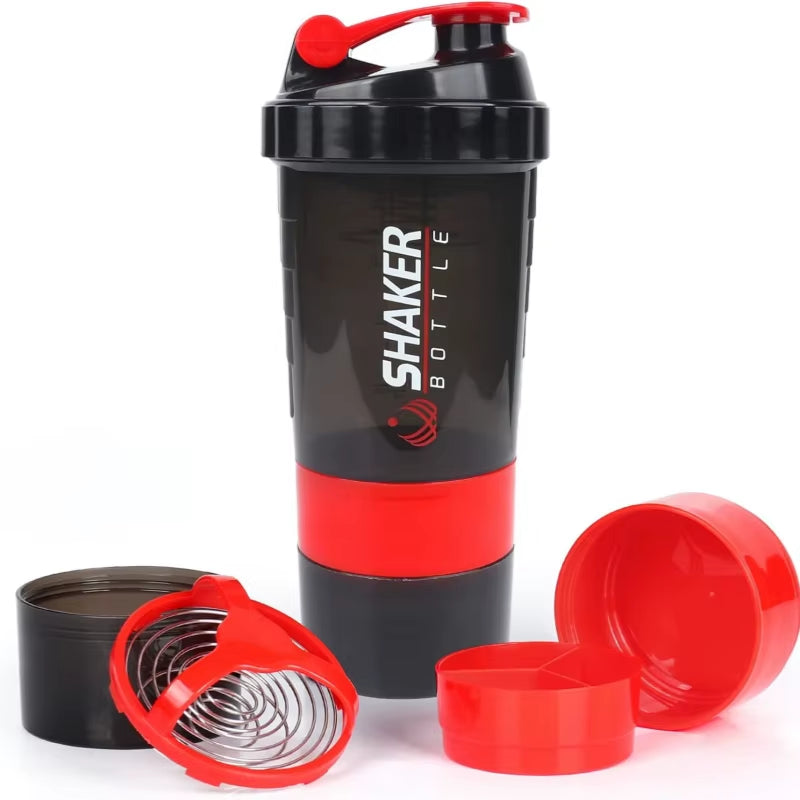 Protein Shaker Bottle Leak Proof Bottle for Protein Mixes 3 Layer Twist off Shaker Cup Sports Shaker Bottle for Protein Powder