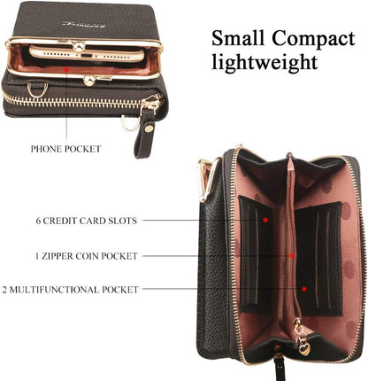 Small Crossbody Phone Bag for Women Lightweight PU Leather Phone Wallet Purse with Shoulder Strap&Card Slots